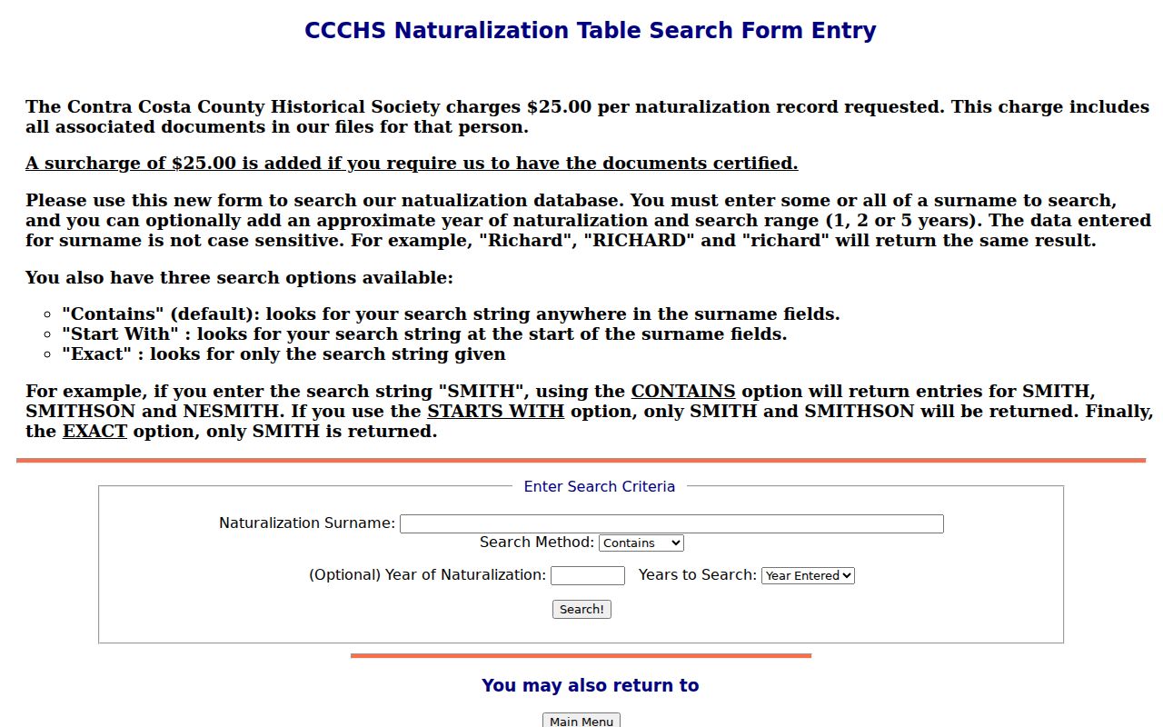 Oakley previous residents Contra Costa naturalization search